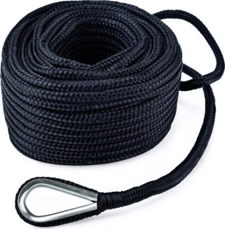 Трос (конец) якорный SKIPPER плетеный, 8мм*30м, нейлон черный [SK-TANBR830B]