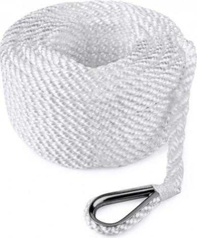 Трос (конец) якорный SKIPPER трехпрядный, 10мм*20м, нейлон белый [SK-TAN3ST1020W]