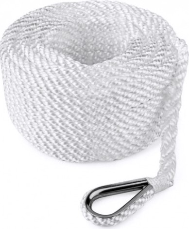 Трос (конец) якорный SKIPPER трехпрядный, 10мм*30м, нейлон белый [SK-TAN3ST1030W]