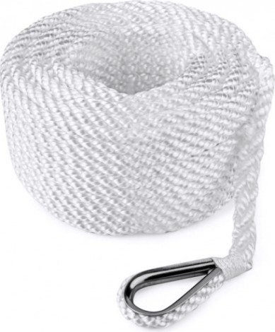 Трос (конец) якорный SKIPPER трехпрядный, 10мм*50м, нейлон белый [SK-TAN3ST1050W]
