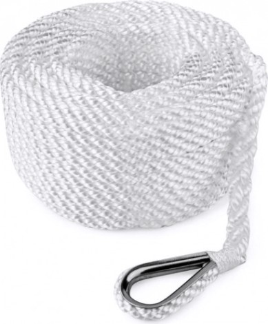 Трос (конец) якорный SKIPPER трехпрядный, 16мм*30м, нейлон белый [SK-TAN3ST1630W]