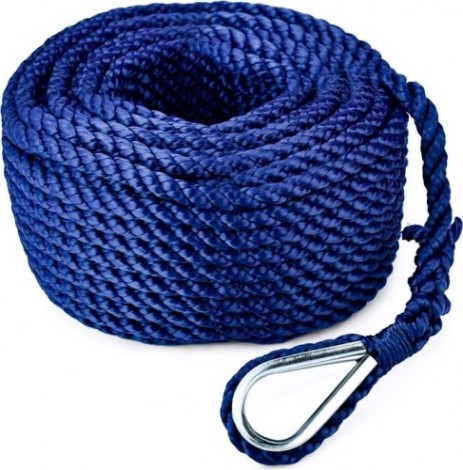 Трос (конец) якорный SKIPPER трехпрядный, 16мм*30м, нейлон синий [SK-TAN3ST1630BL]
