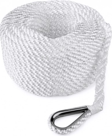 Трос (конец) якорный SKIPPER трехпрядный, 6мм*50м, нейлон белый [SK-TAN3ST650W]