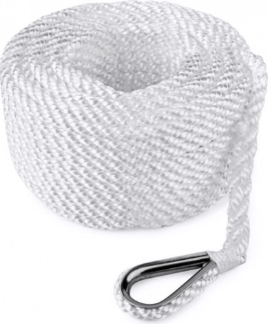 Трос (конец) якорный SKIPPER трехпрядный, 8мм*50м, нейлон белый [SK-TAN3ST850W]