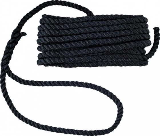 Трос швартовый с огоном SKIPPER трехпрядный, 12мм*7,62м, нейлон черный [SK-TDN3ST12762B]
