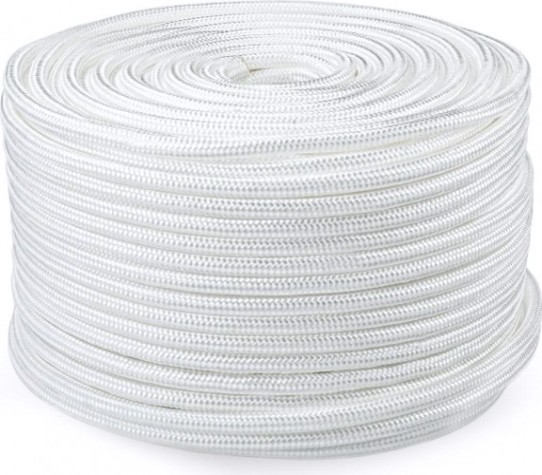 Трос якорный, швартовый, для кранца SKIPPER плетеный, 6мм*100м, нейлон белый [SK-TUNBR6100W]