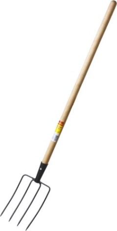 Вилы GRINDA 180х300х1330 мм навозные кованые, четырехрогие, с деревянным черен [39723]